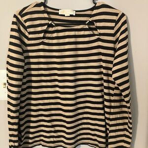 Michael Kors Women's Top with Black and Tan Stripes